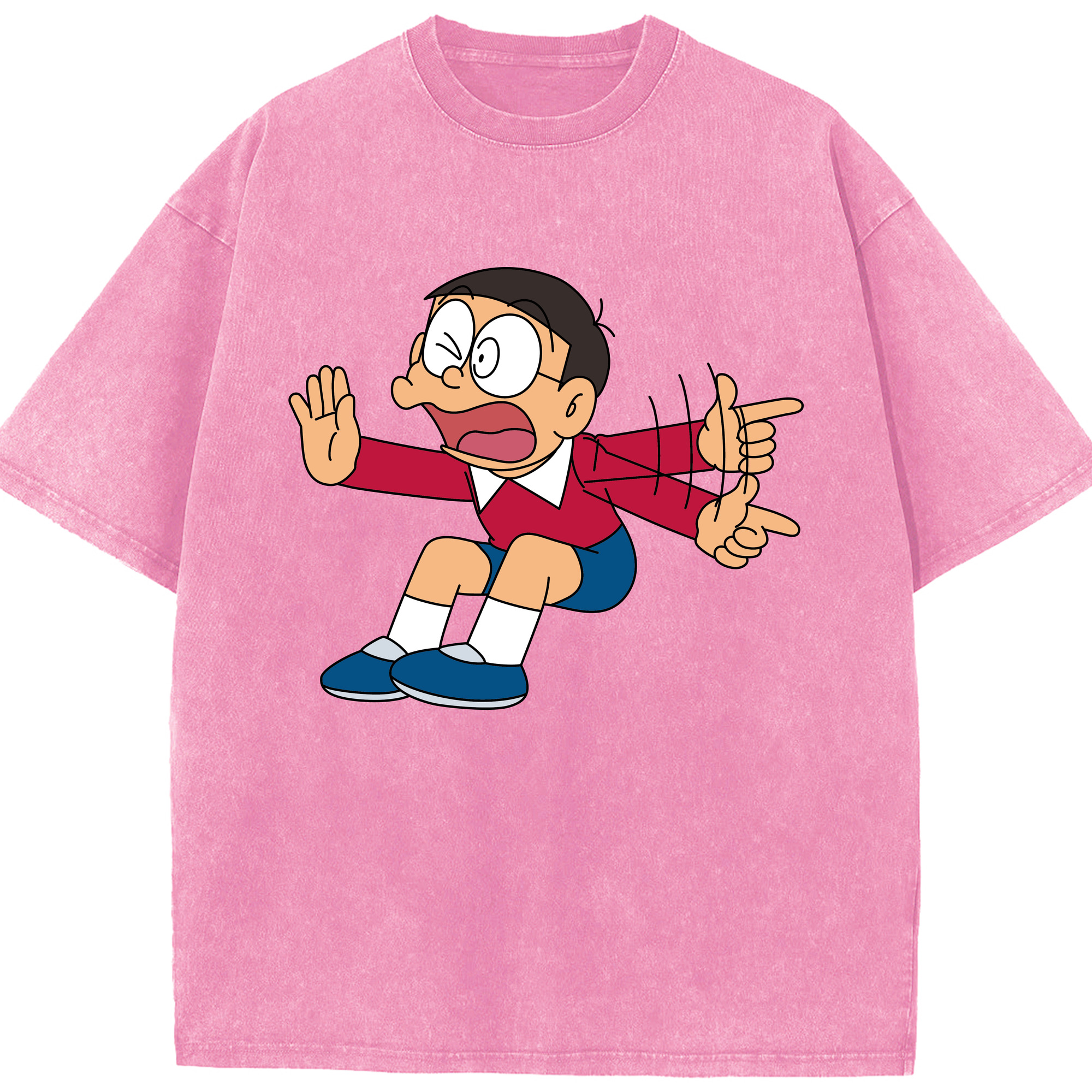 （画像用） ドラえもん 野比 のび太 Doraemon Nobita Nobi 綿100% ヴィンテージ風 半袖Tシャツ（フロントプリント）